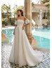 Strapless Ivory Pleated Organza Lace Dreamy Wedding Dress